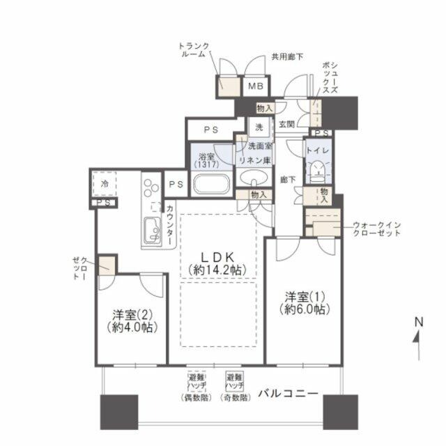ブランズタワー谷町四丁目物件間取り